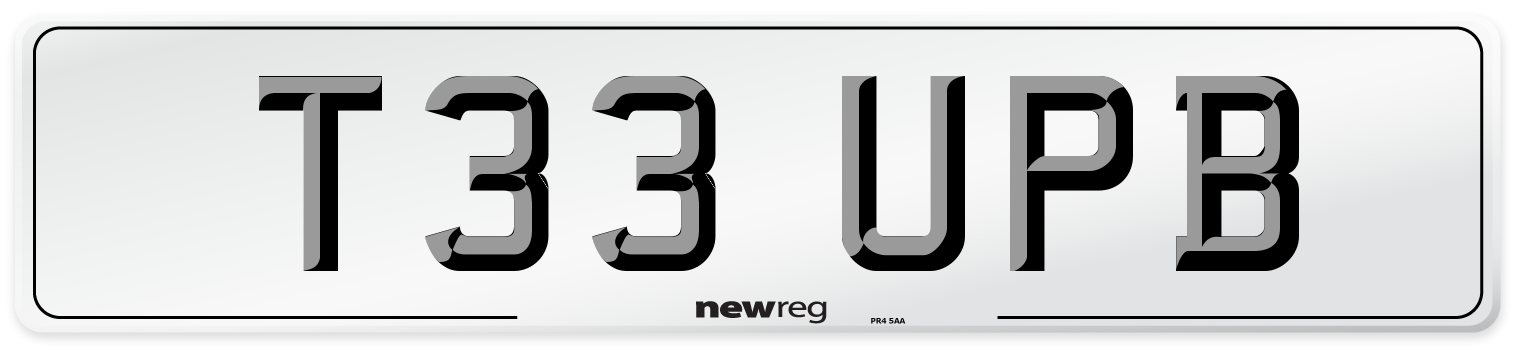 T33 UPB Number Plate from New Reg